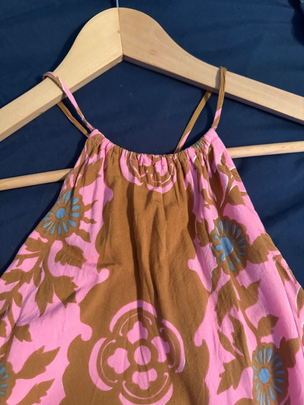 Pink and Brown Floral Halter Maxi Dress - Picture 5 of 8